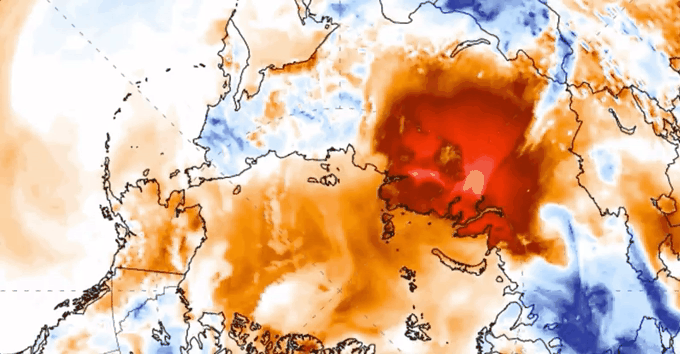 Перемещение теплого воздуха над Сибирью и Северным Ледовитым океаном во второй половине мая 2020 года