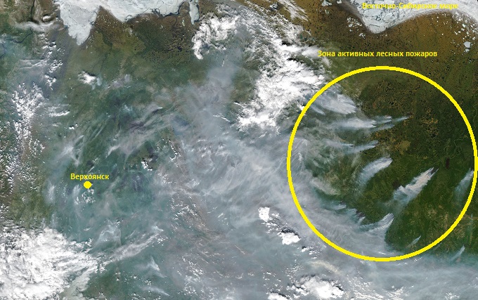 Пожары в Якутии хорошо видны из космоса
