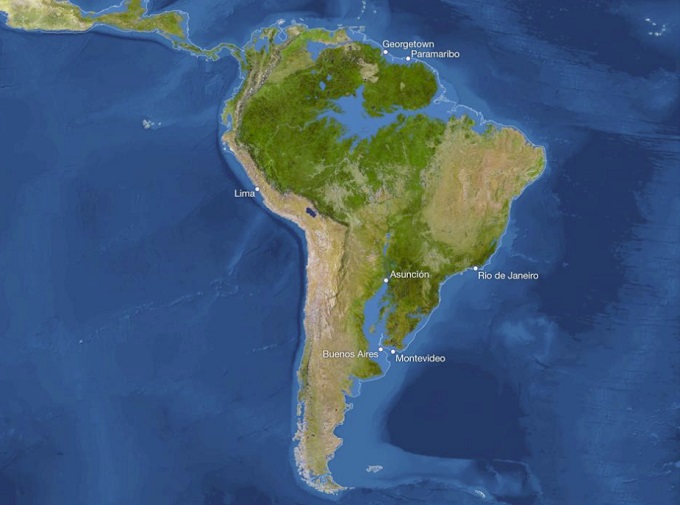 Затопление береговой линии Южной Америки