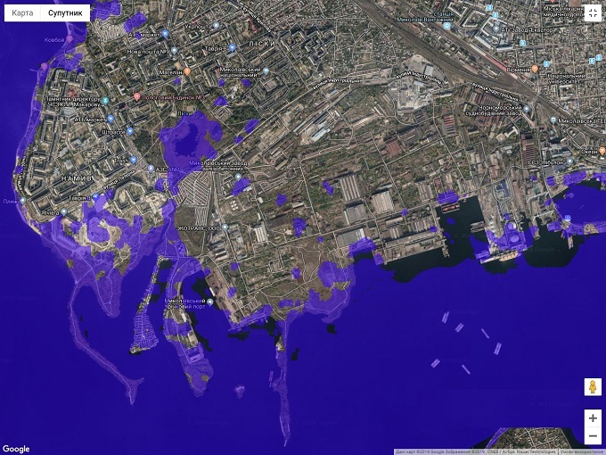 Так будет выглядеть район Намыв в Николаеве при подъеме воды всего на 1 метр