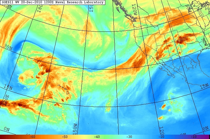 Атмосферная река над Тихим океаном в декабре 2010 года