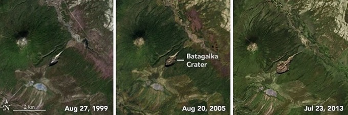более четкие снимки Батагайки, сделанные спутниками NASA